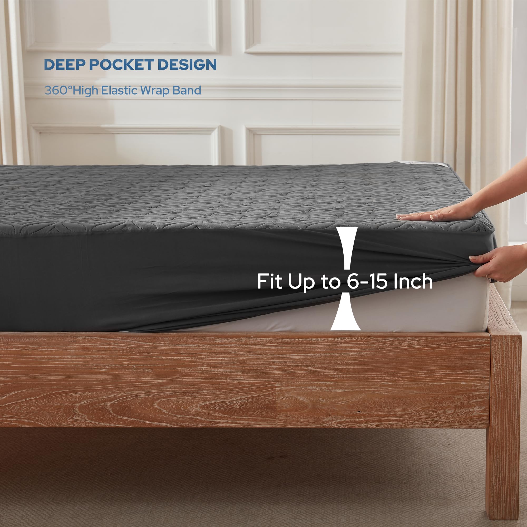 BEDLORE protector en uso en cama Twin con aspecto silencioso
