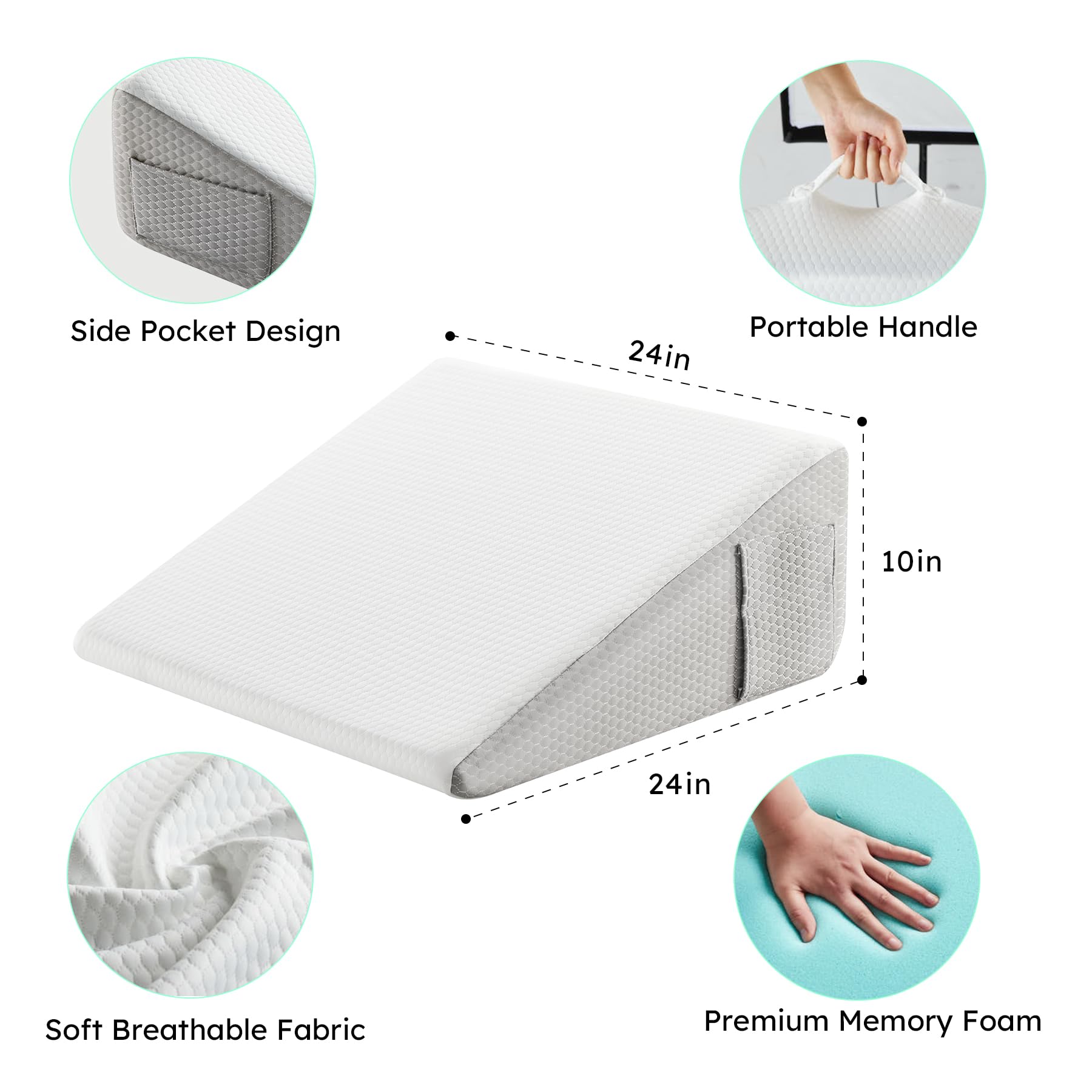 Bedluxe comparación de tamaño junto a una almohada estándar