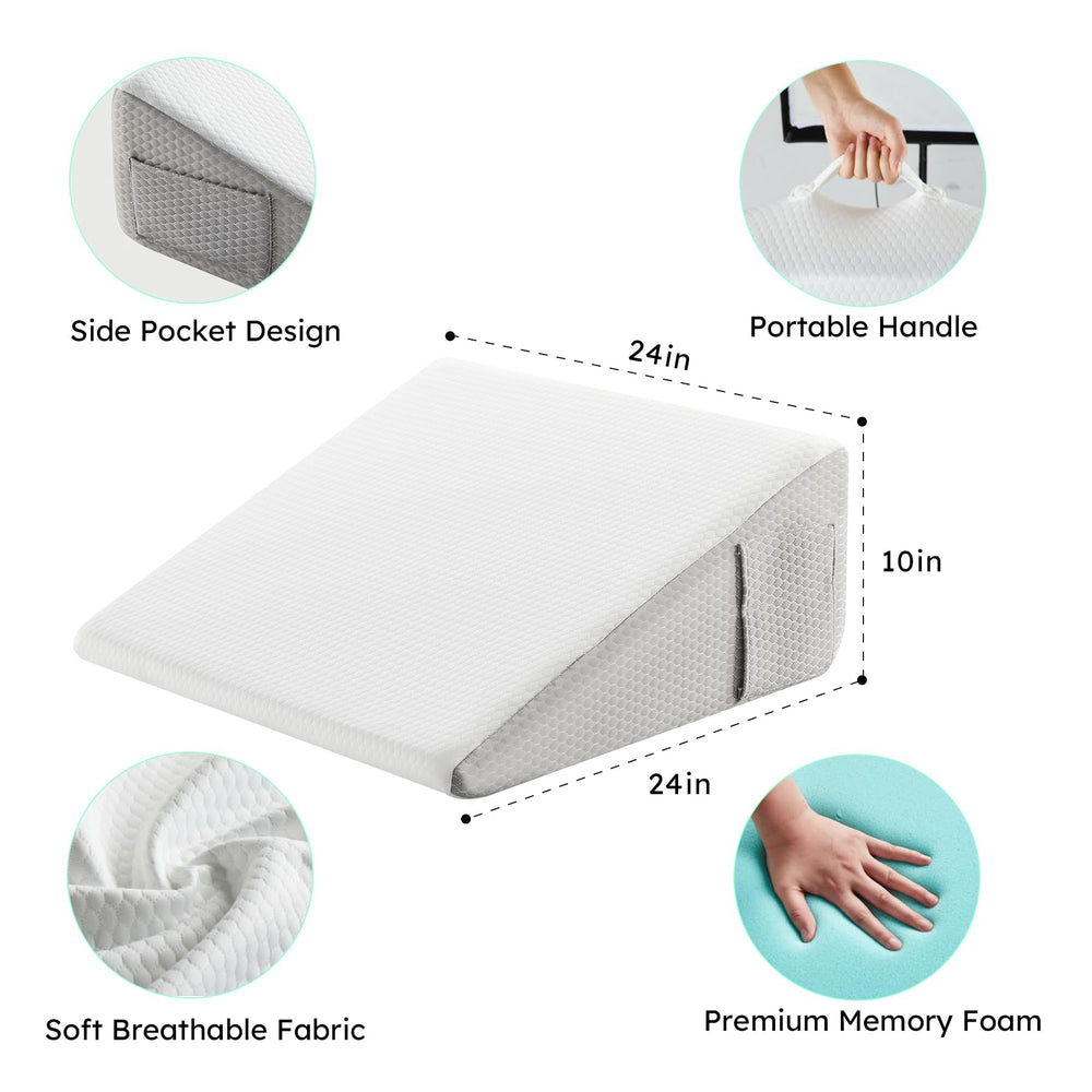 Bedluxe comparación de tamaño junto a una almohada estándar