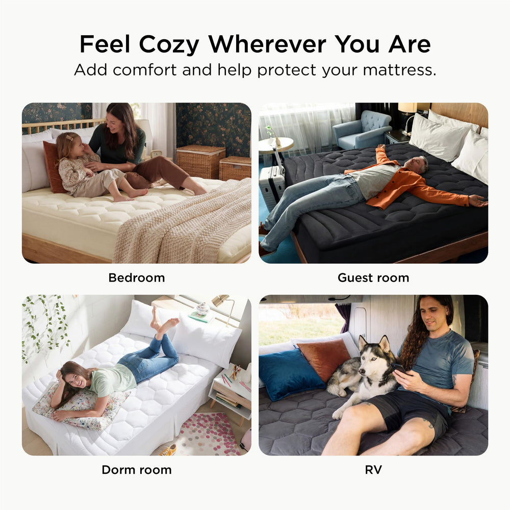Bedsure comparación de tamaño con medida queen para visualizar escala real