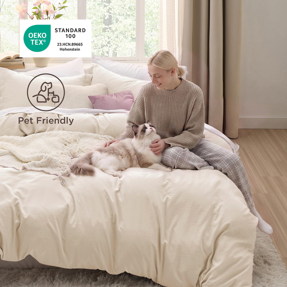 Bedsure comparación de escala mostrando la talla queen y la caída lateral