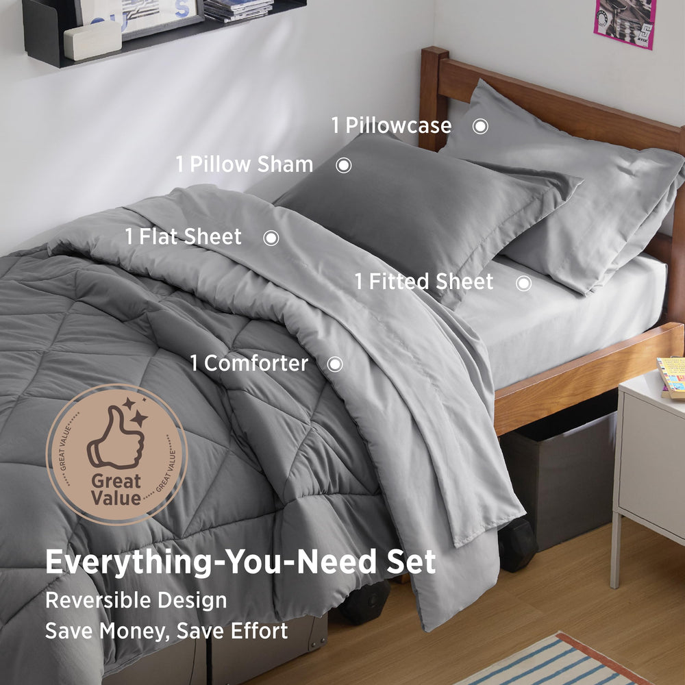 Bedsure edredón reversible mostrando ambos tonos para cambiar estilo