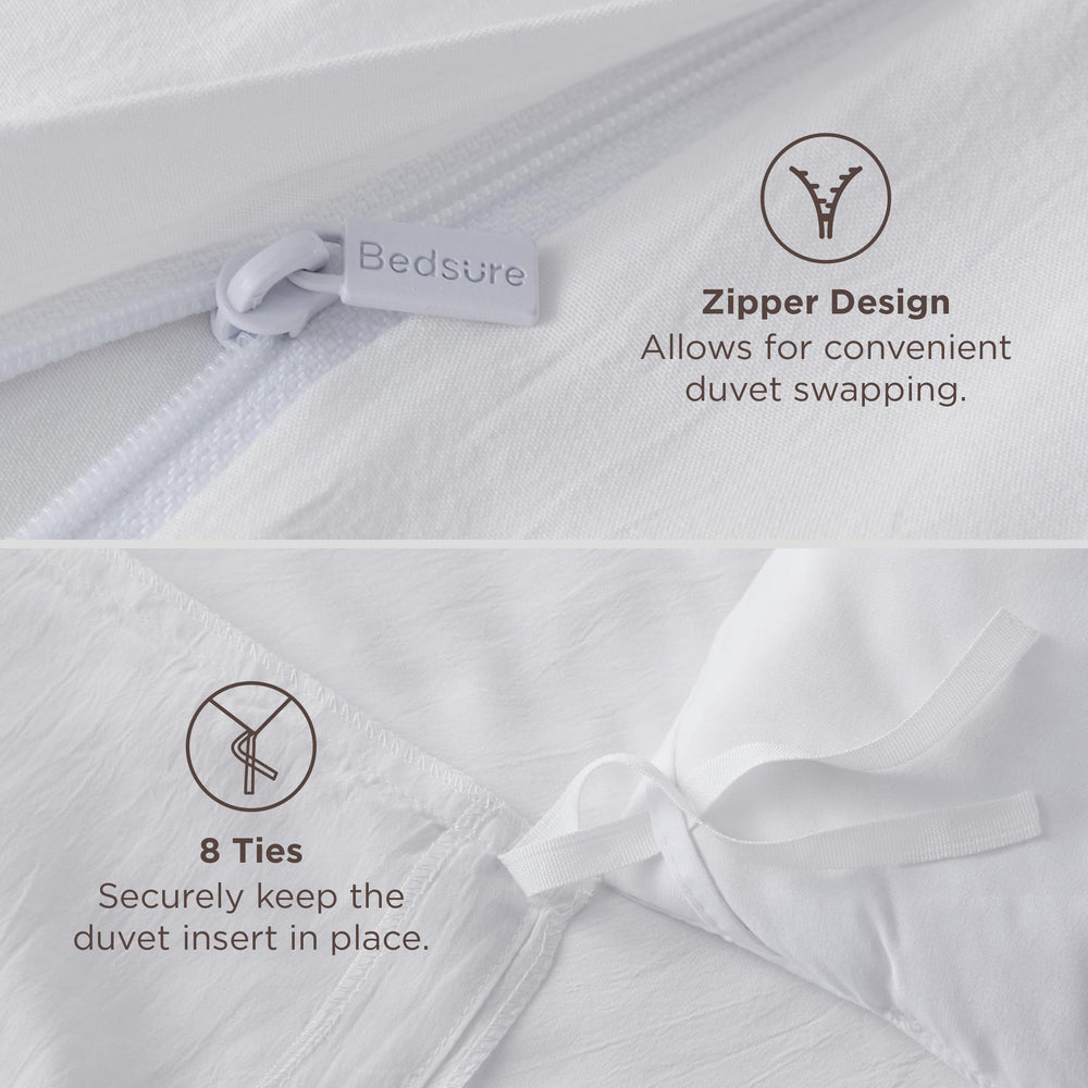 Bedsure cama vestida con la funda nórdica en ambiente minimalista y acogedor