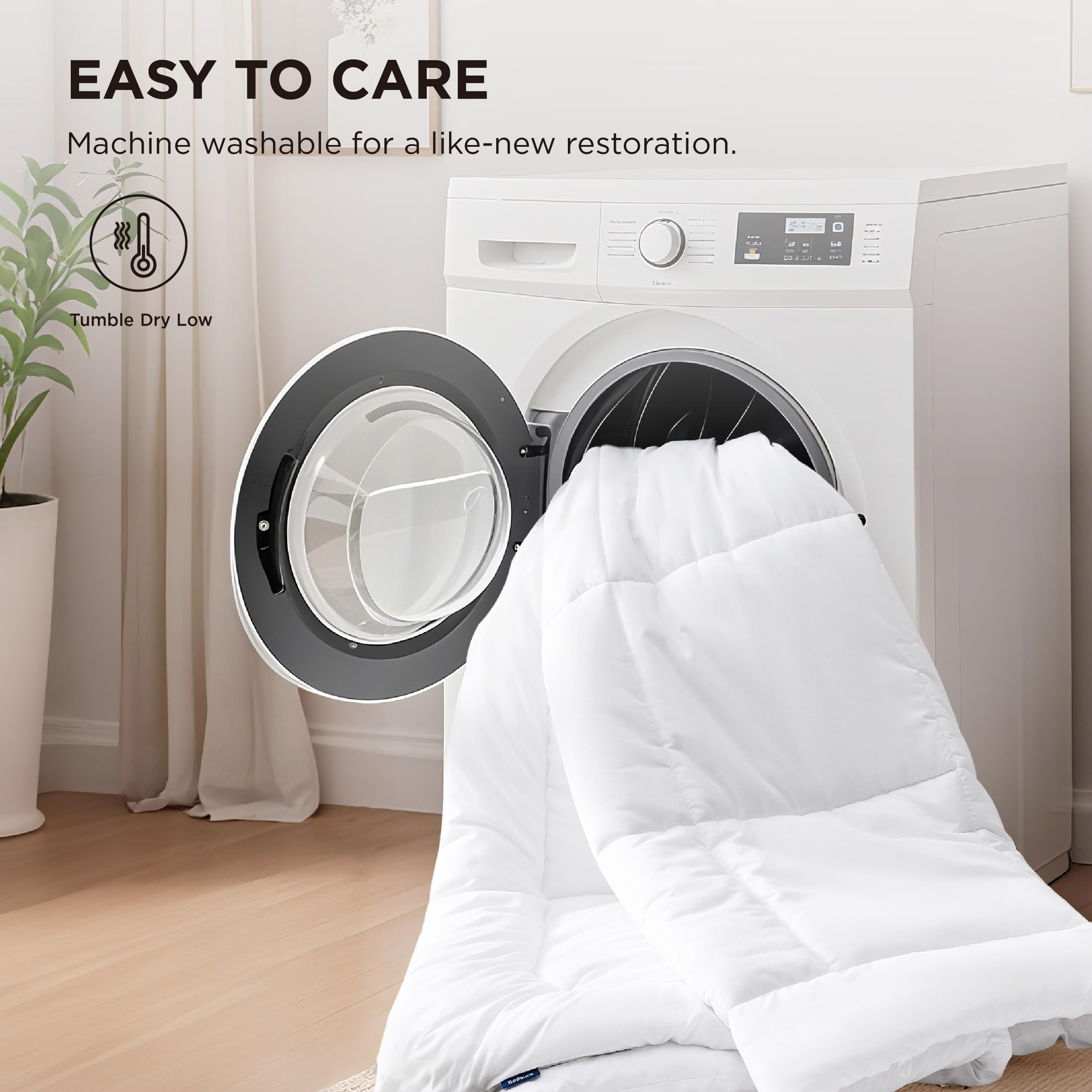 Bedsure edredón colocado sobre cama mostrando confort y aspecto final