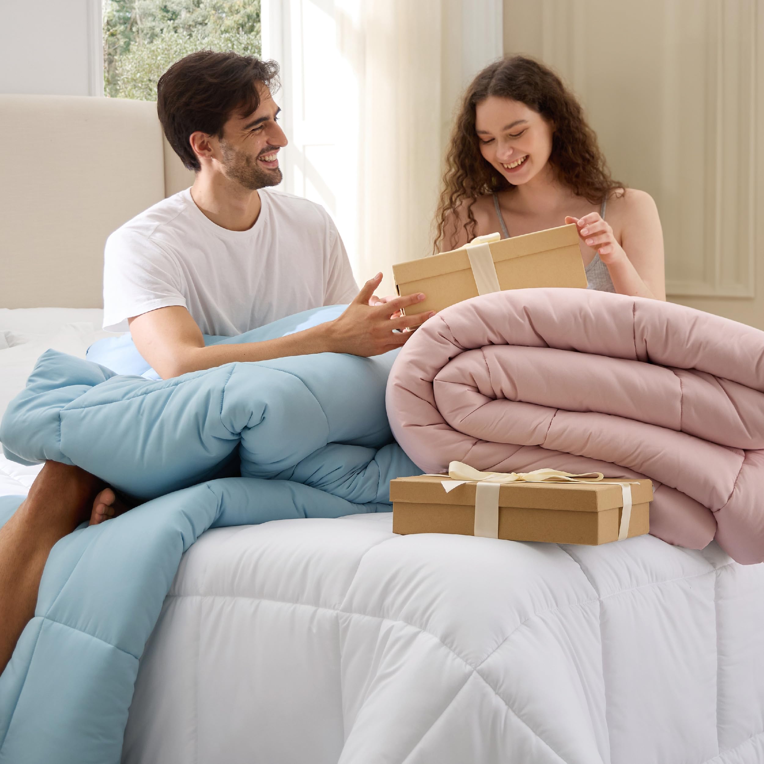 Bedsure edredón dentro de funda nórdica en dormitorio a la moda y fácil cambio