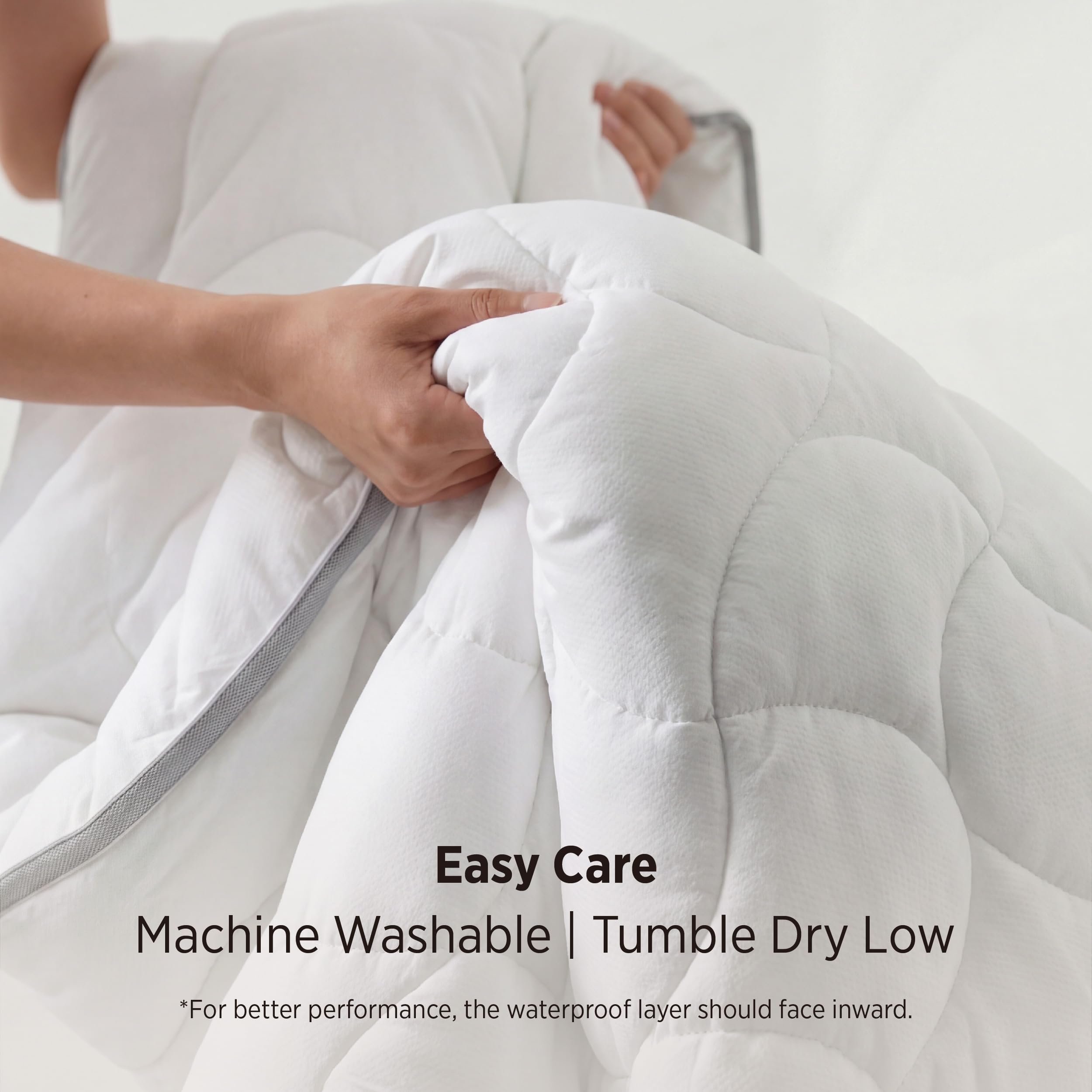 Bedsure etiqueta con instrucciones de lavado, fácil mantenimiento para uso diario