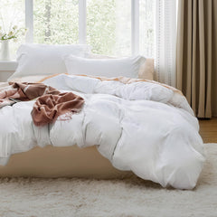 Bedsure vista frontal de la funda nórdica blanca, aspecto elegante y neutro
