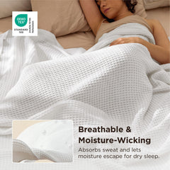 Bedsure manta colocada en cama Queen ofreciendo calidez ligera