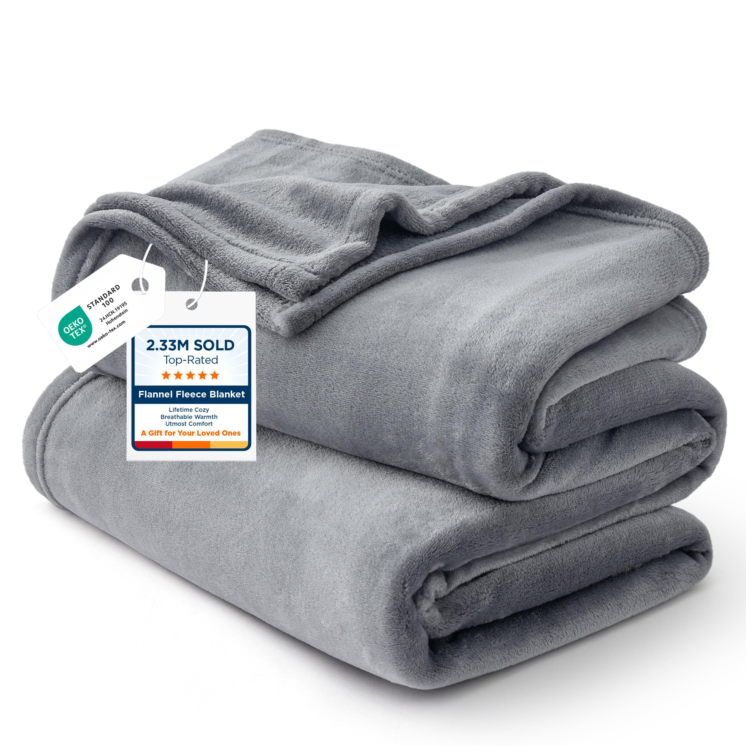 Bedsure manta frontal king size gris mostrando cobertura amplia y confort