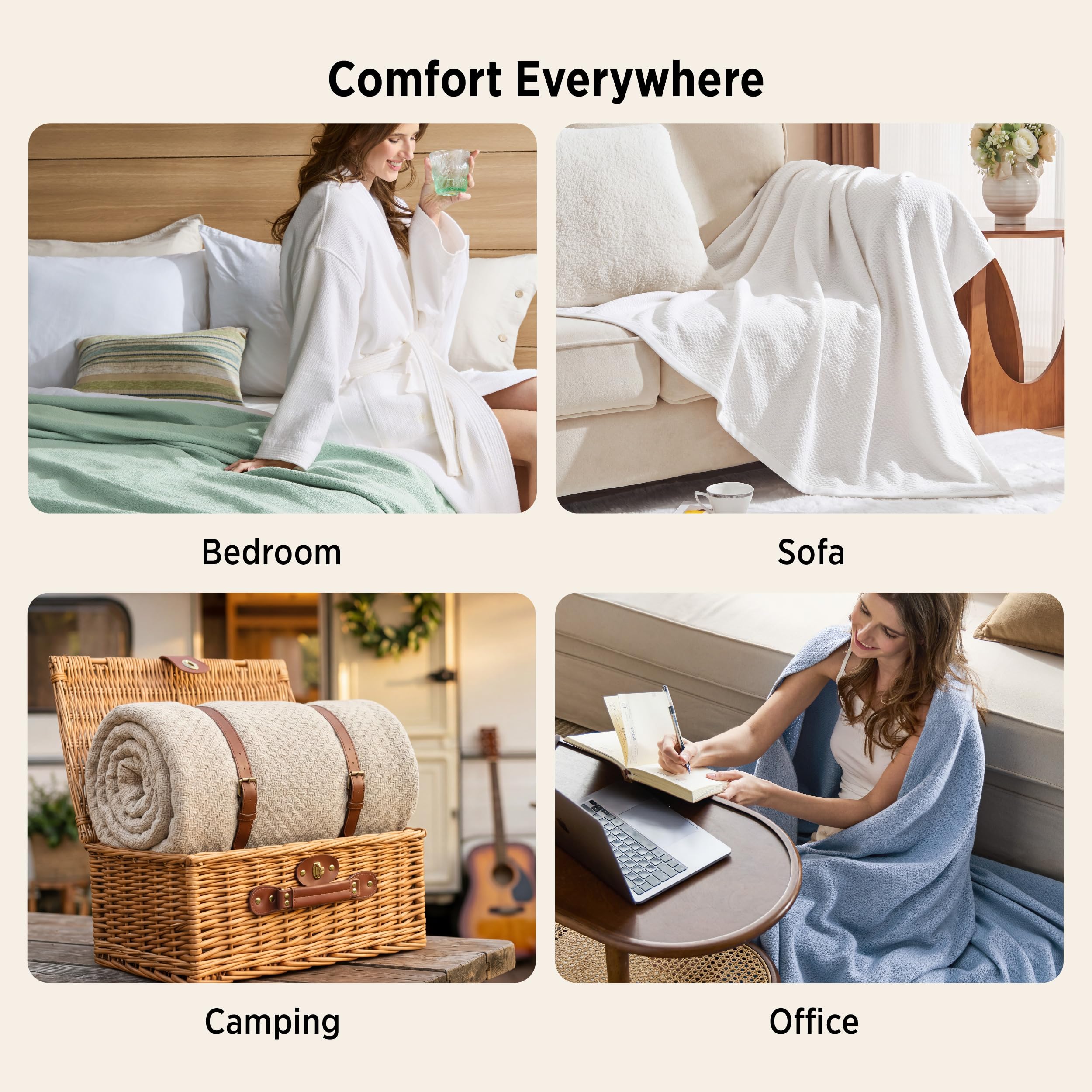 Bedsure manta plegada mostrando tamaño extra y cobertura amplia