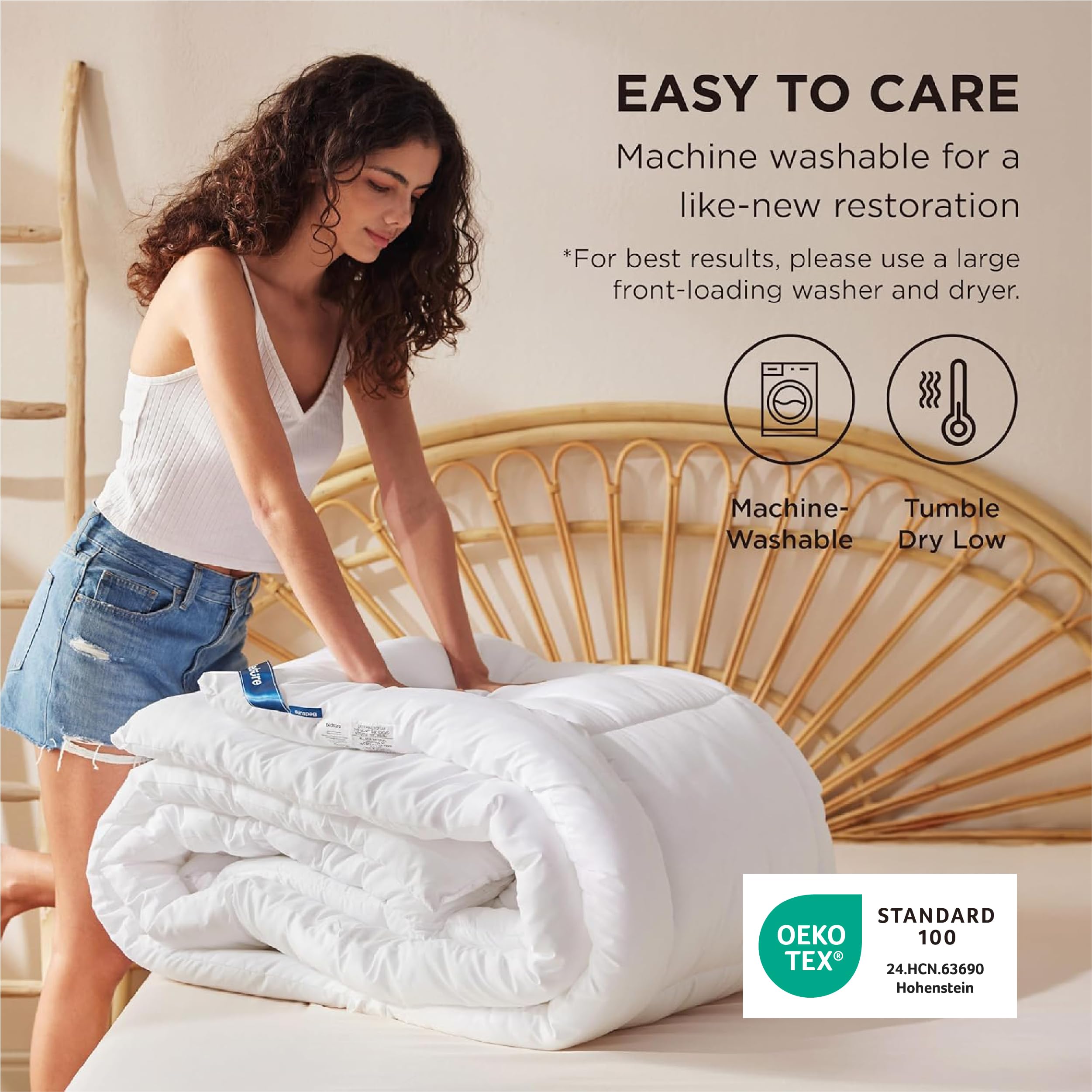Bedsure comparación de tamaño Full en cama para ver cobertura