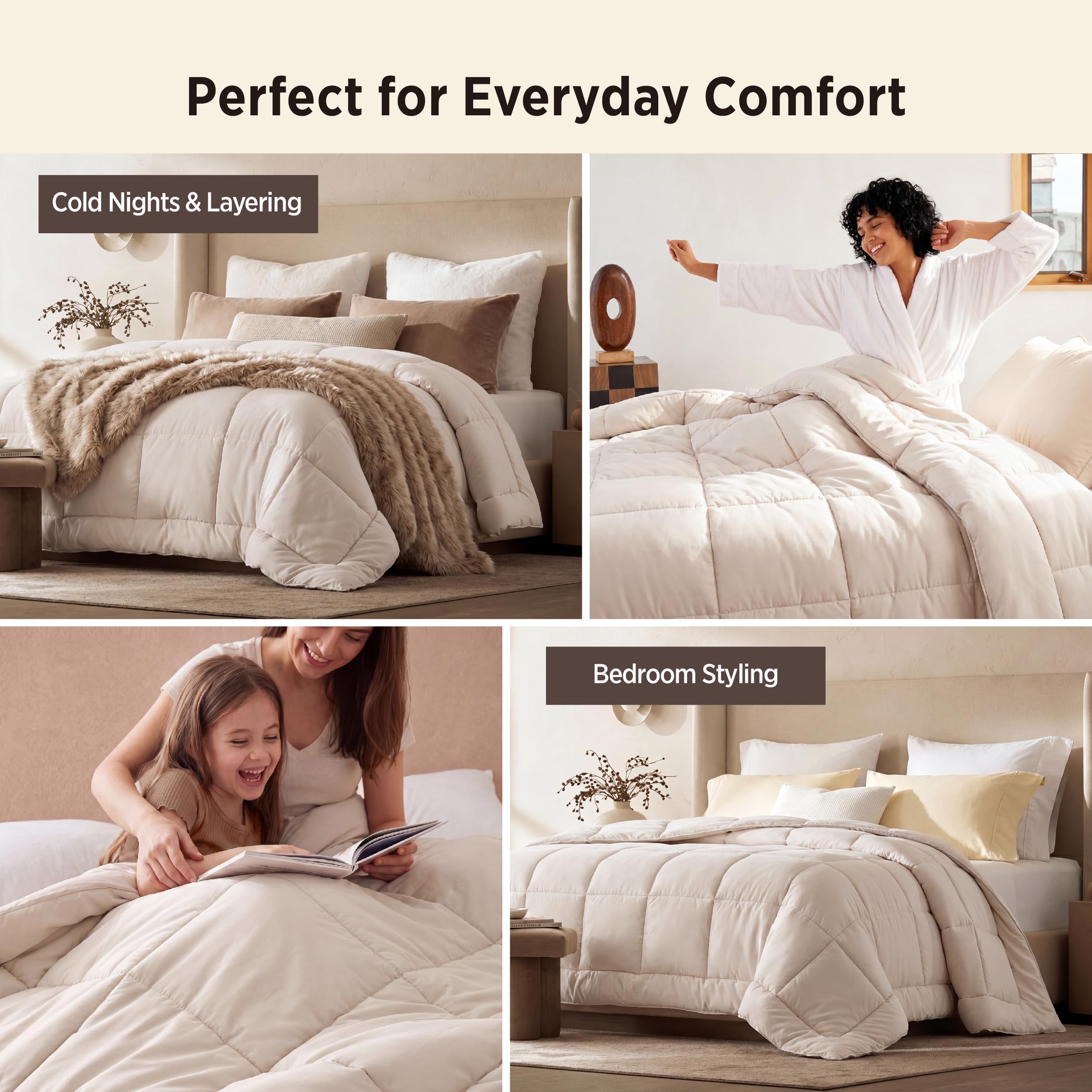 Bedsure edredón sobre cama Queen para comparar tamaño y cobertura