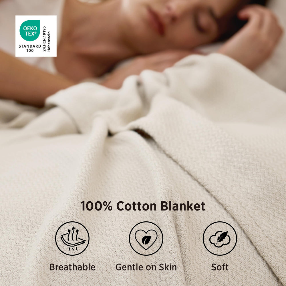 Bedsure textura algodón vista con mano para sensación suave