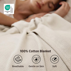 Bedsure textura algodón vista con mano para sensación suave