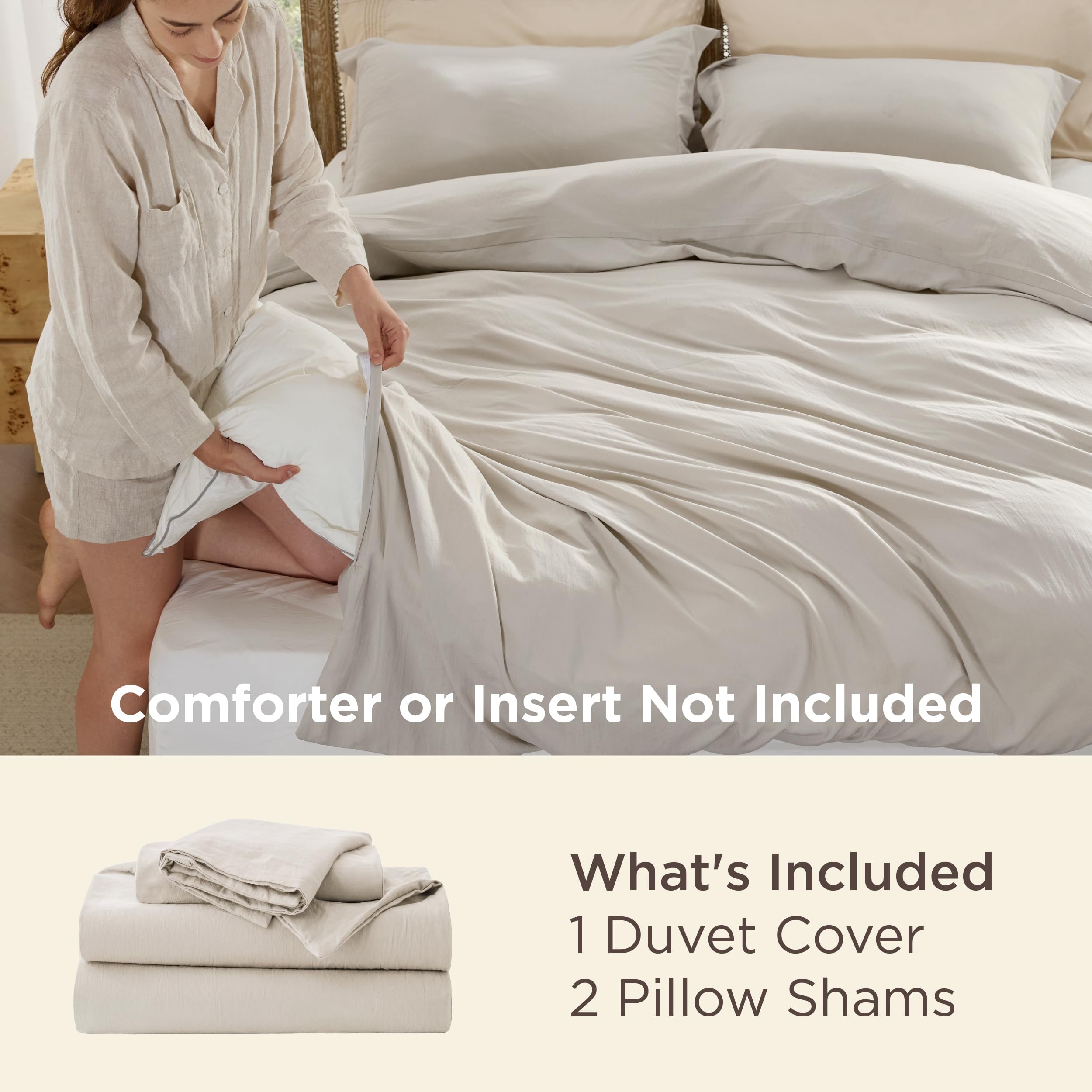 Bedsure acercamiento a la textura tipo lino que muestra suavidad y sensación acogedora