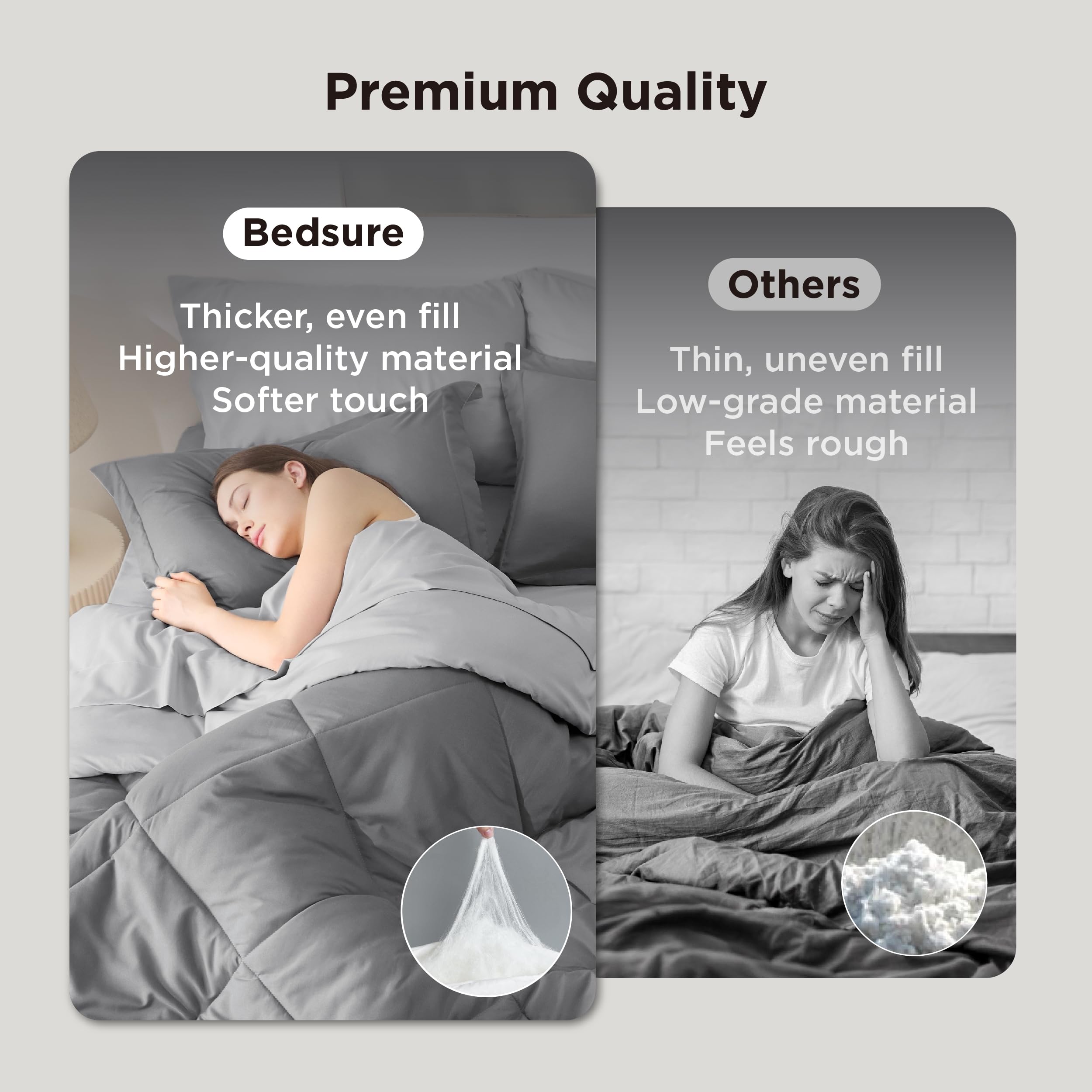Bedsure textura de microfibra al tacto que promete suavidad duradera