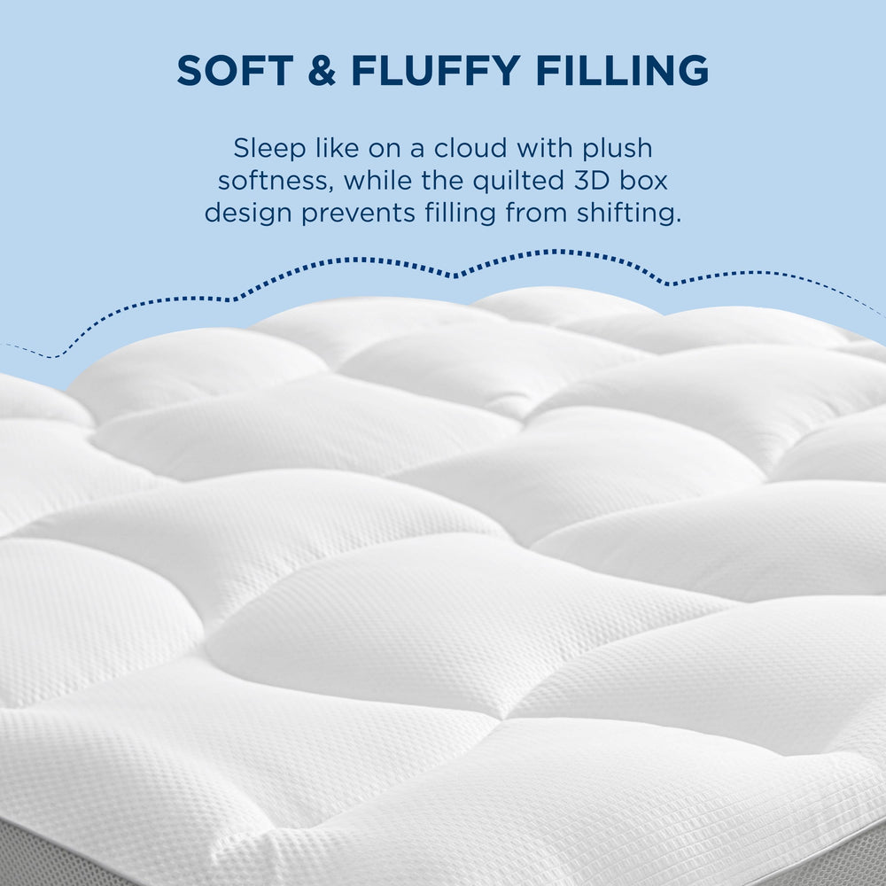 Bedsure topper colocado en dormitorio universitario, aspecto acogedor y práctico