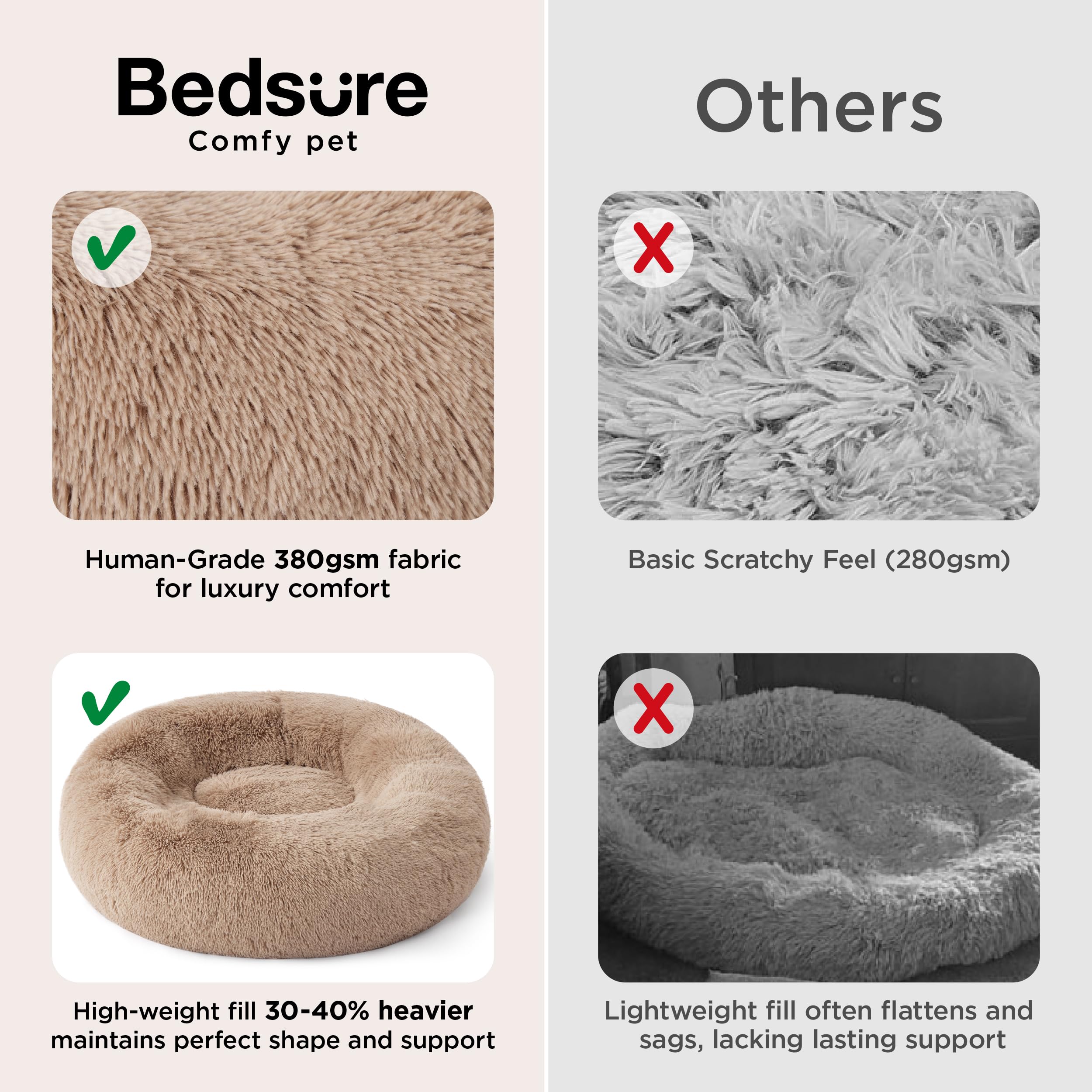 Bedsure perro acurrucado en cama mostrando calma y seguridad