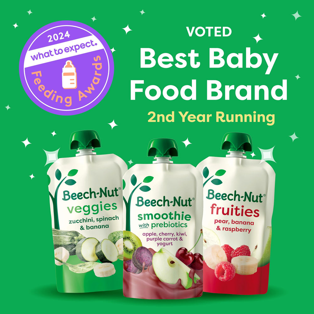 Beech-Nut escena de desayuno familiar con pouch como opción rápida y sabrosa