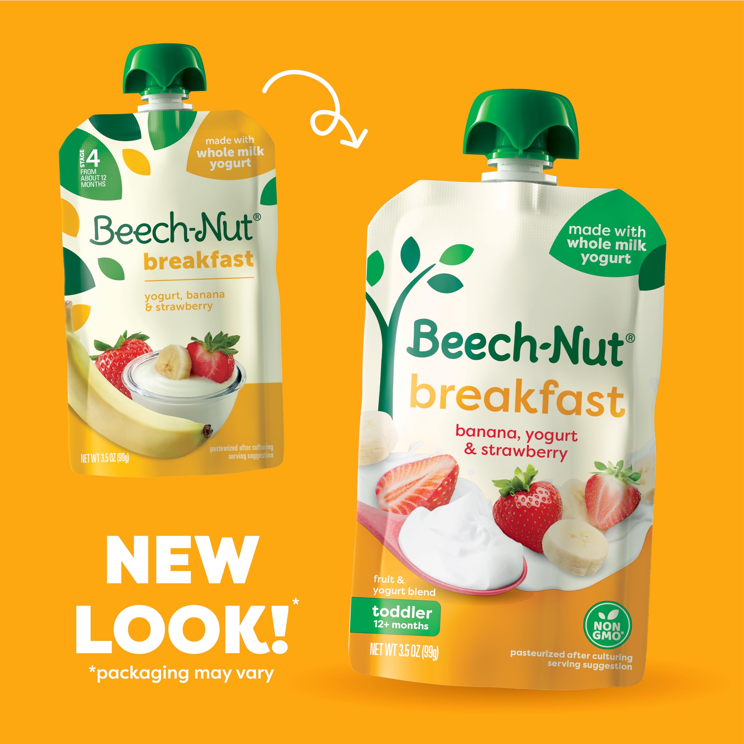 Beech-Nut pouch cerrado listo para llevar que facilita la autoalimentación