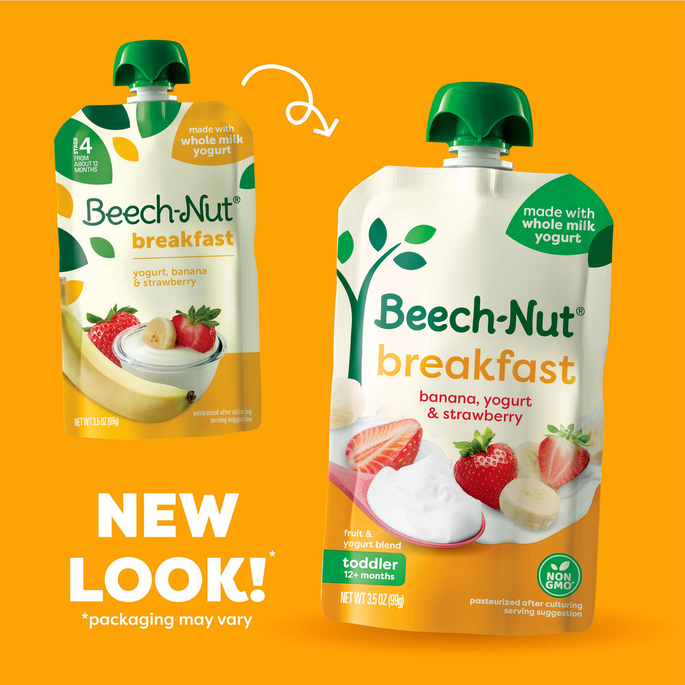 Beech-Nut pouch cerrado listo para llevar que facilita la autoalimentación