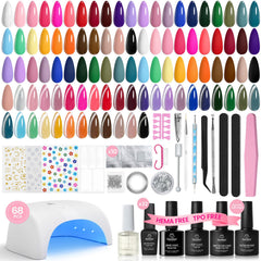 Beetles empaque frontal del kit mostrando 32 colores y lámpara, organización práctica