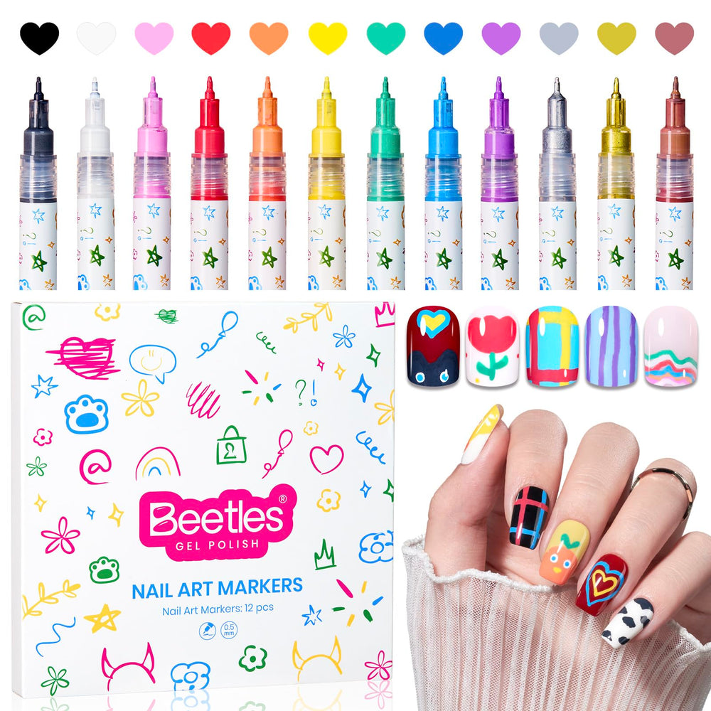 Beetles Gel Polish frontal del estuche con 12 colores, organización práctica