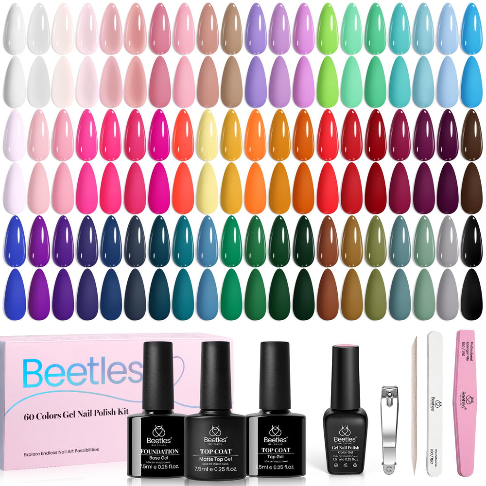 beetles set frontal mostrando 60 colores y herramientas para variedad de looks