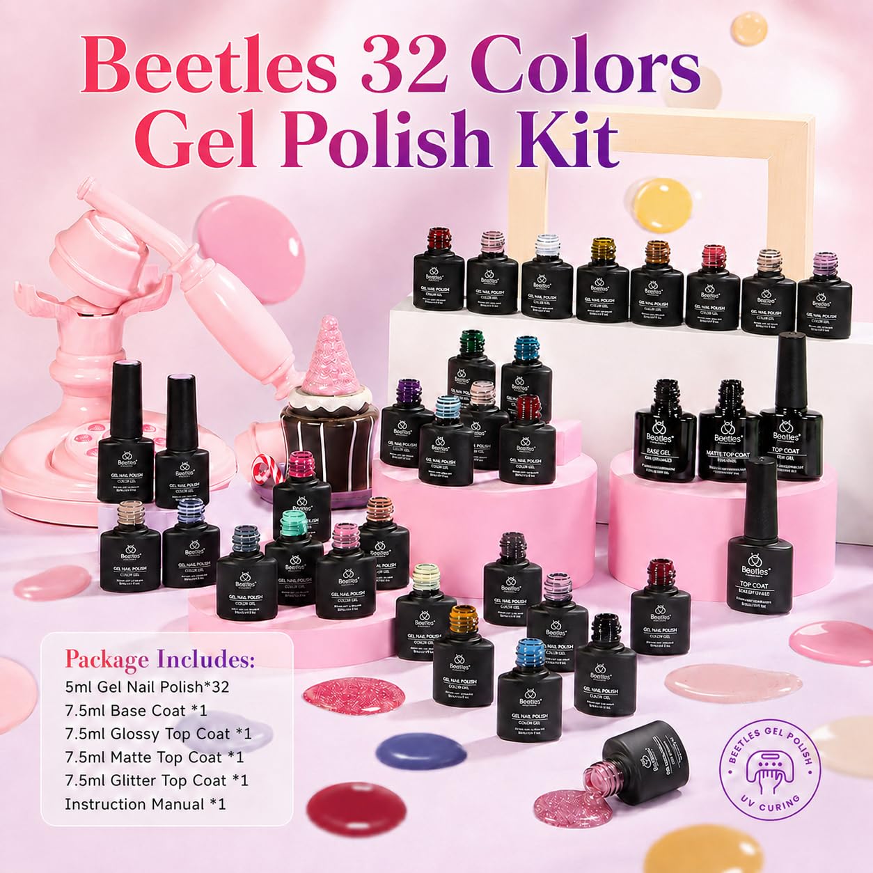 beetles top coats brillo mate holográfico, opciones versátiles de acabado