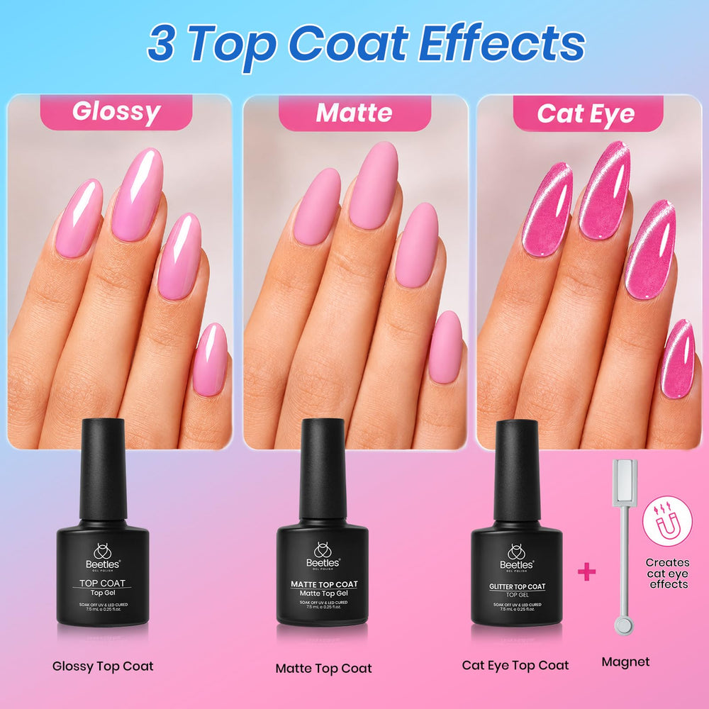 Beetles top coat cat eye detalle magnético crea reflejos profundos y brillantes