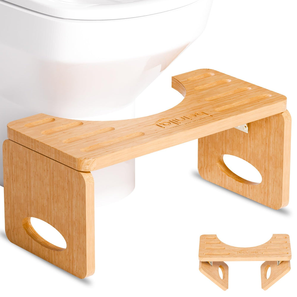 Beinilai taburete frontal de bambú, diseño elegante y ahorro espacio