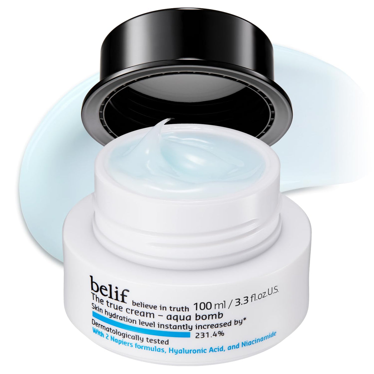 belif frasco Aqua Bomb frente mostrando diseño y beneficio hidratación rápida
