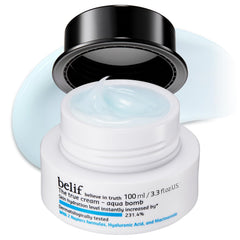 belif frasco Aqua Bomb frente mostrando diseño y beneficio hidratación rápida