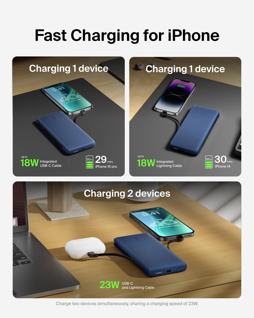 Belkin BoostCharge Plus textura de superficie antideslizante para agarre seguro