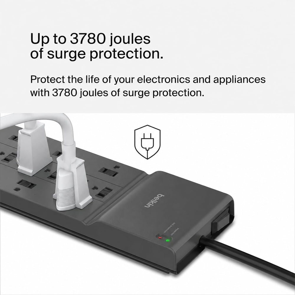 Belkin cable de 2,4 m con enchufe en ángulo para ubicaciones ajustadas