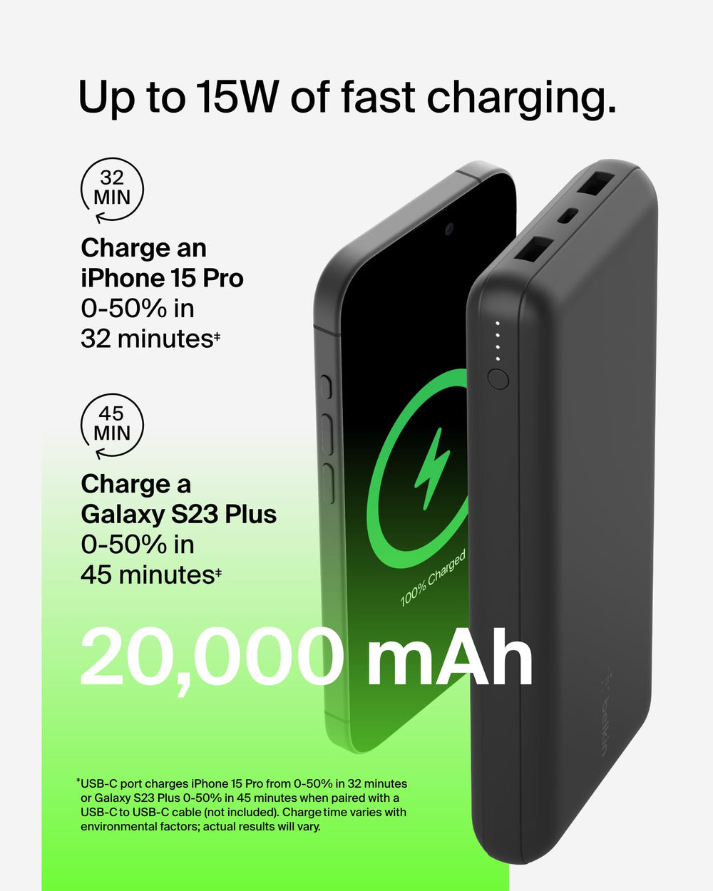 Belkin power bank dentro de una mochila ideal para viajes largos