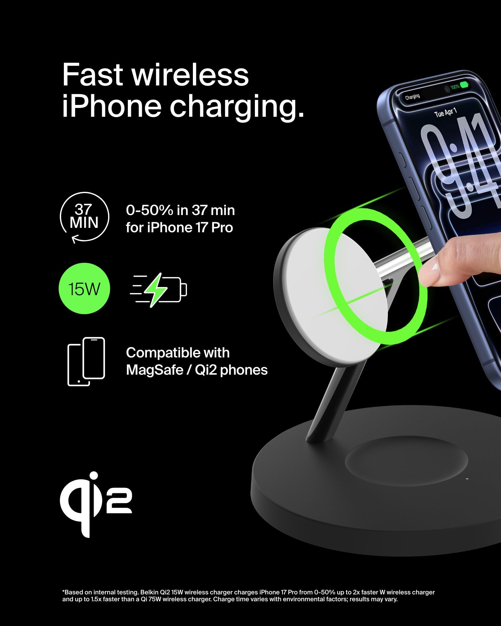Belkin pad para AirPods con LED indicador que confirma carga correcta