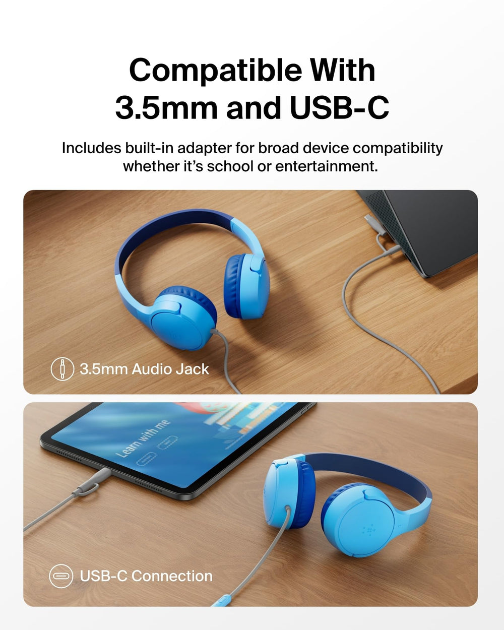 Belkin SoundForm mini dongle USB-C a 3.5 mm mostrando conectividad versátil