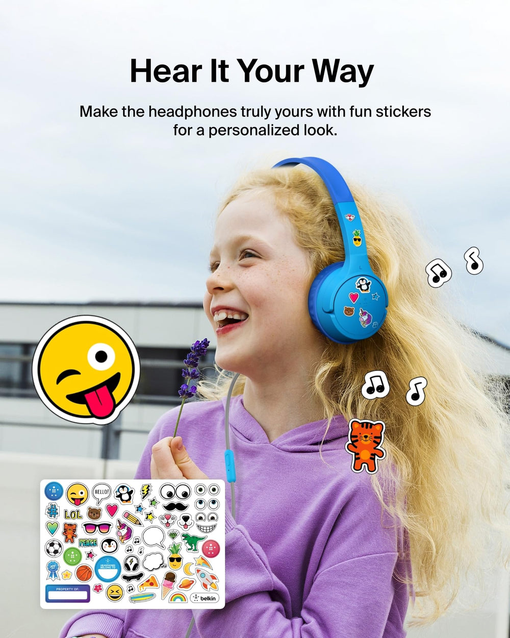 Belkin SoundForm mini comparación de tamaño para ajuste en niños