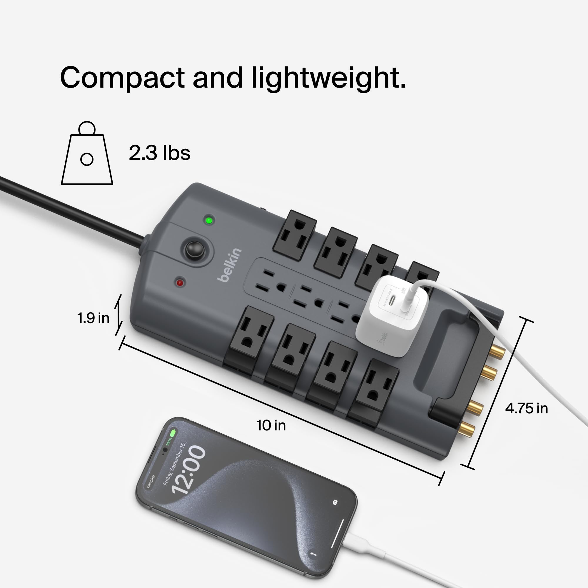 Belkin indicador LED de protección y toma mostrando estado seguro