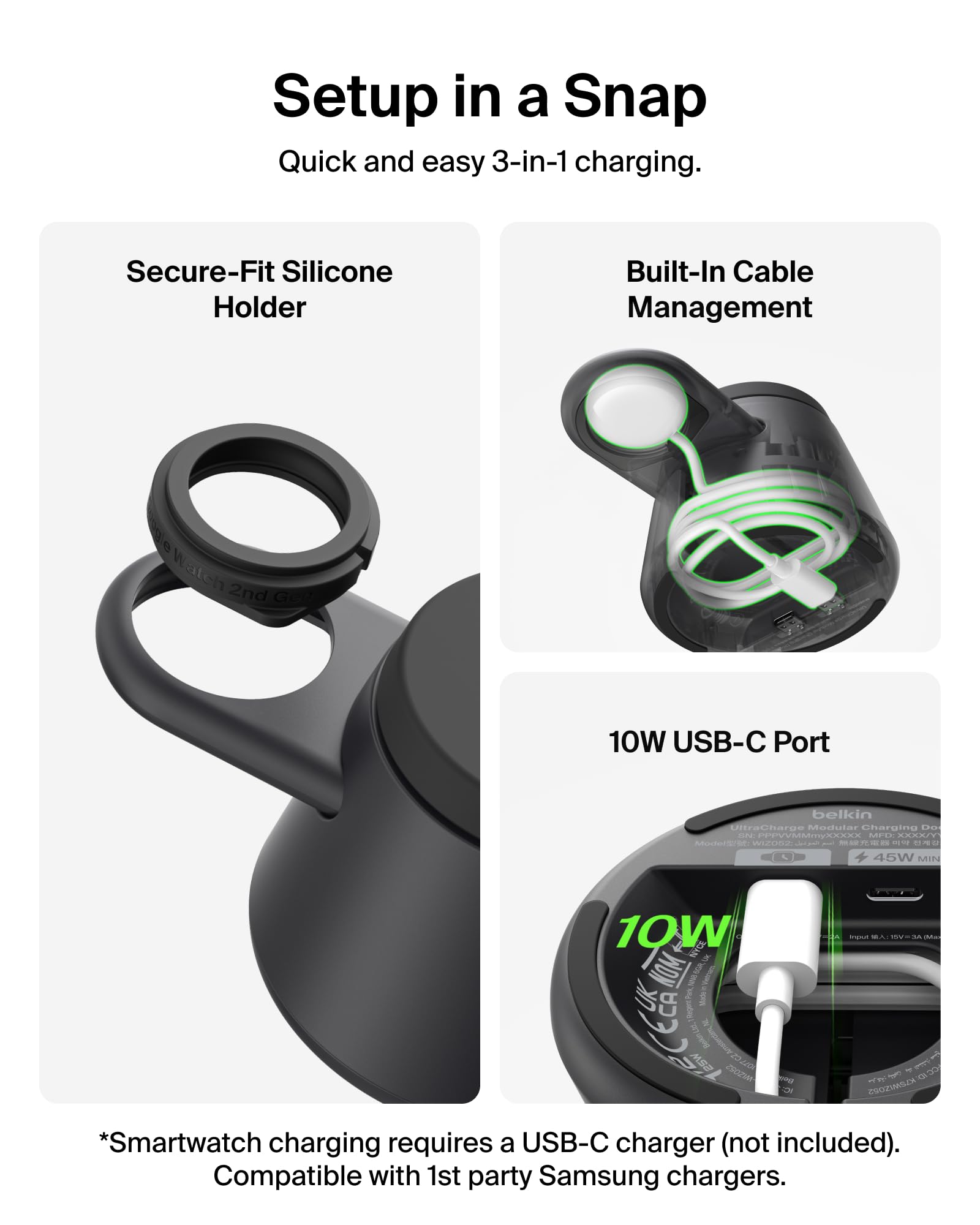 Belkin inserciones de silicona que ajustan y protegen relojes y cargadores