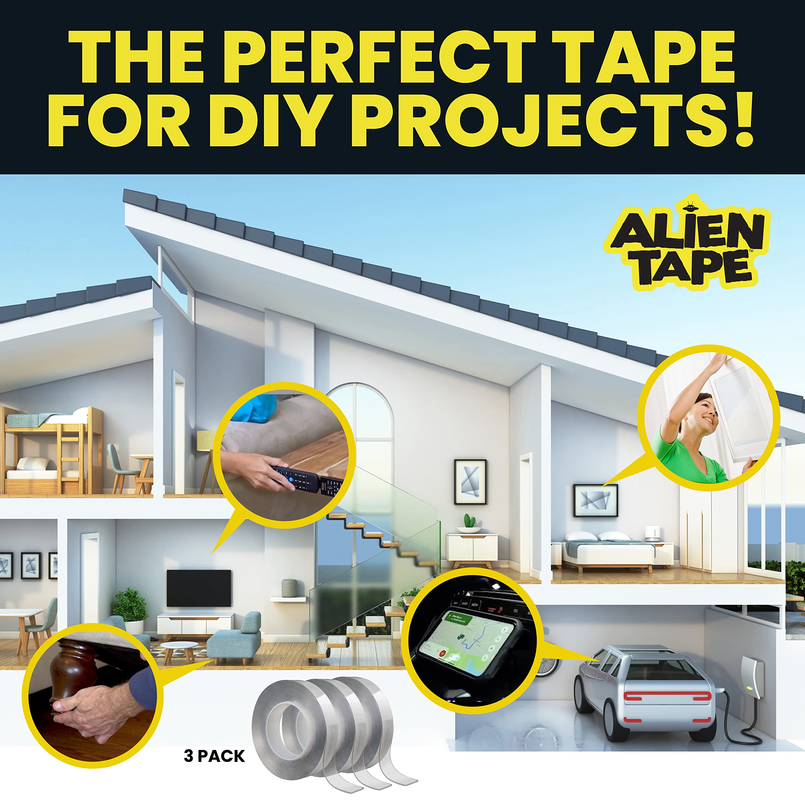 Bell+Howell ALIEN TAPE instalado en exterior colgando decoración resistente