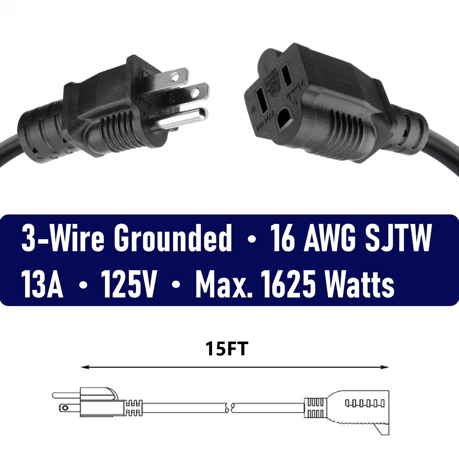 Belllights primer plano del conector macho NEMA 5-15P con diseño robusto y seguridad