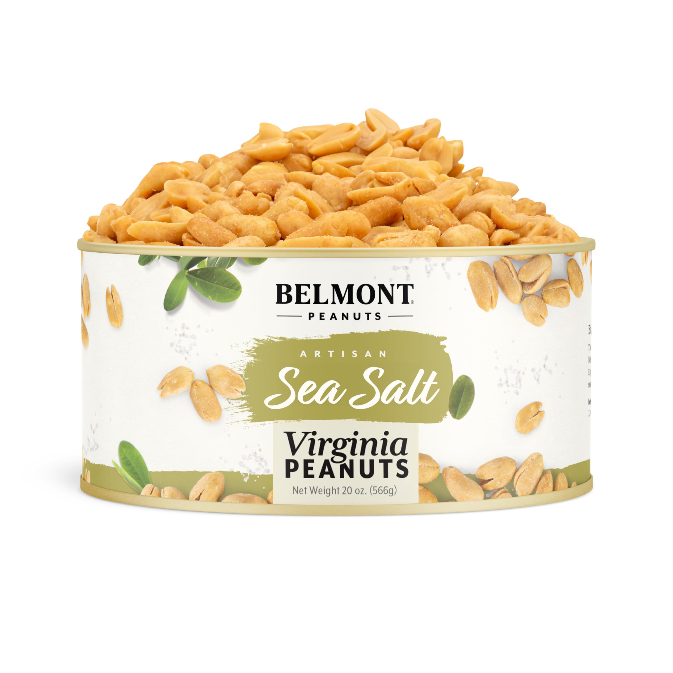Belmont Peanuts frente del paquete mostrando 20 oz y sellado doble frescura