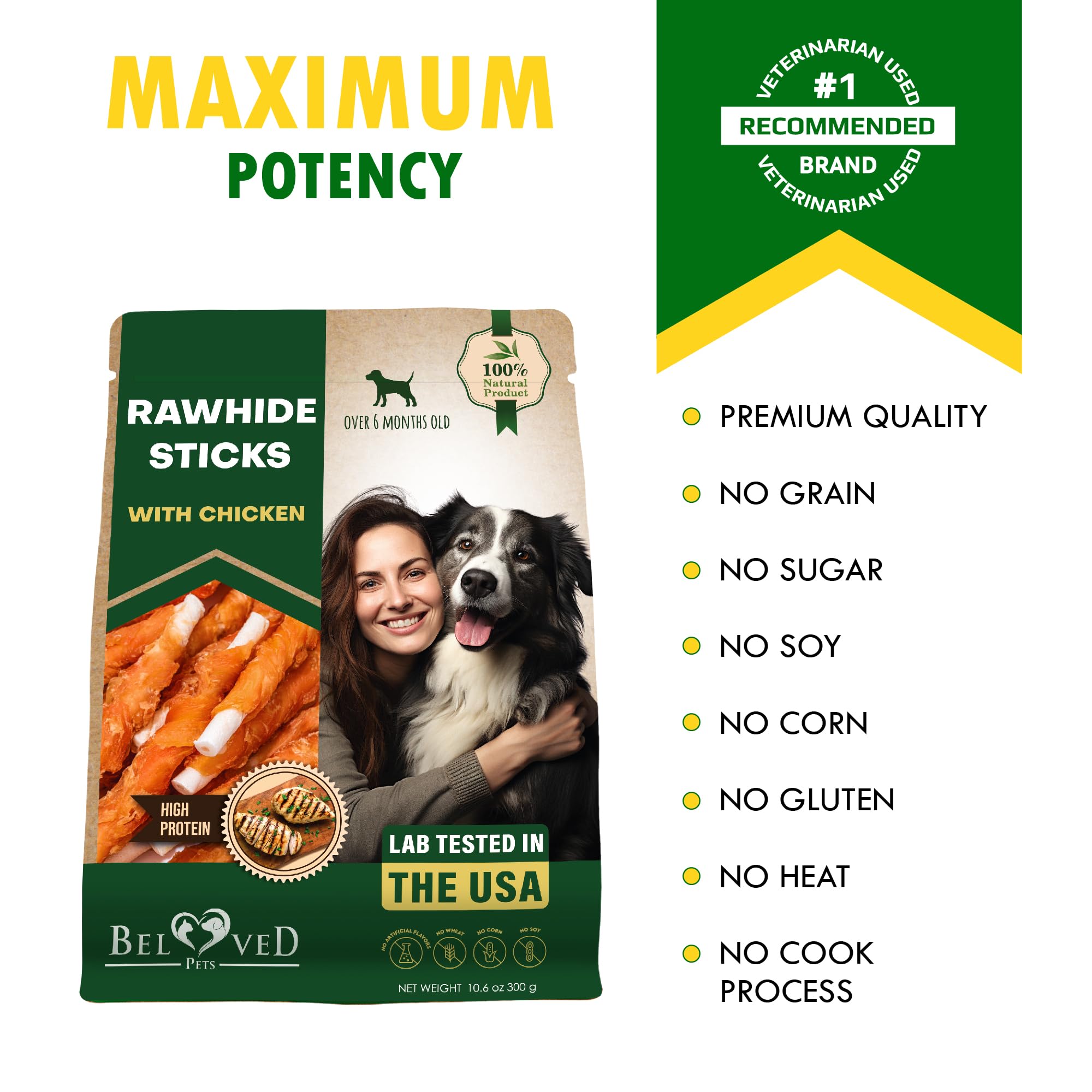 Beloved Pets etiqueta con lista de ingredientes simple, sin granos ni subproductos visibles