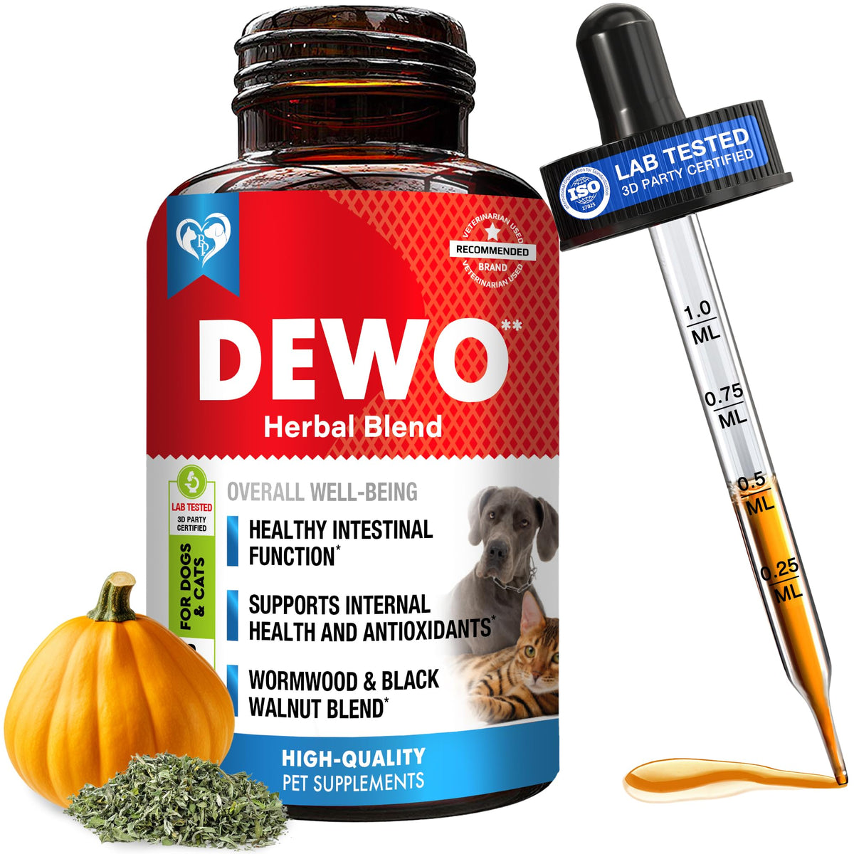 Beloved Pets envase frontal mostrando la marca y fórmula líquida, fácil dosificación