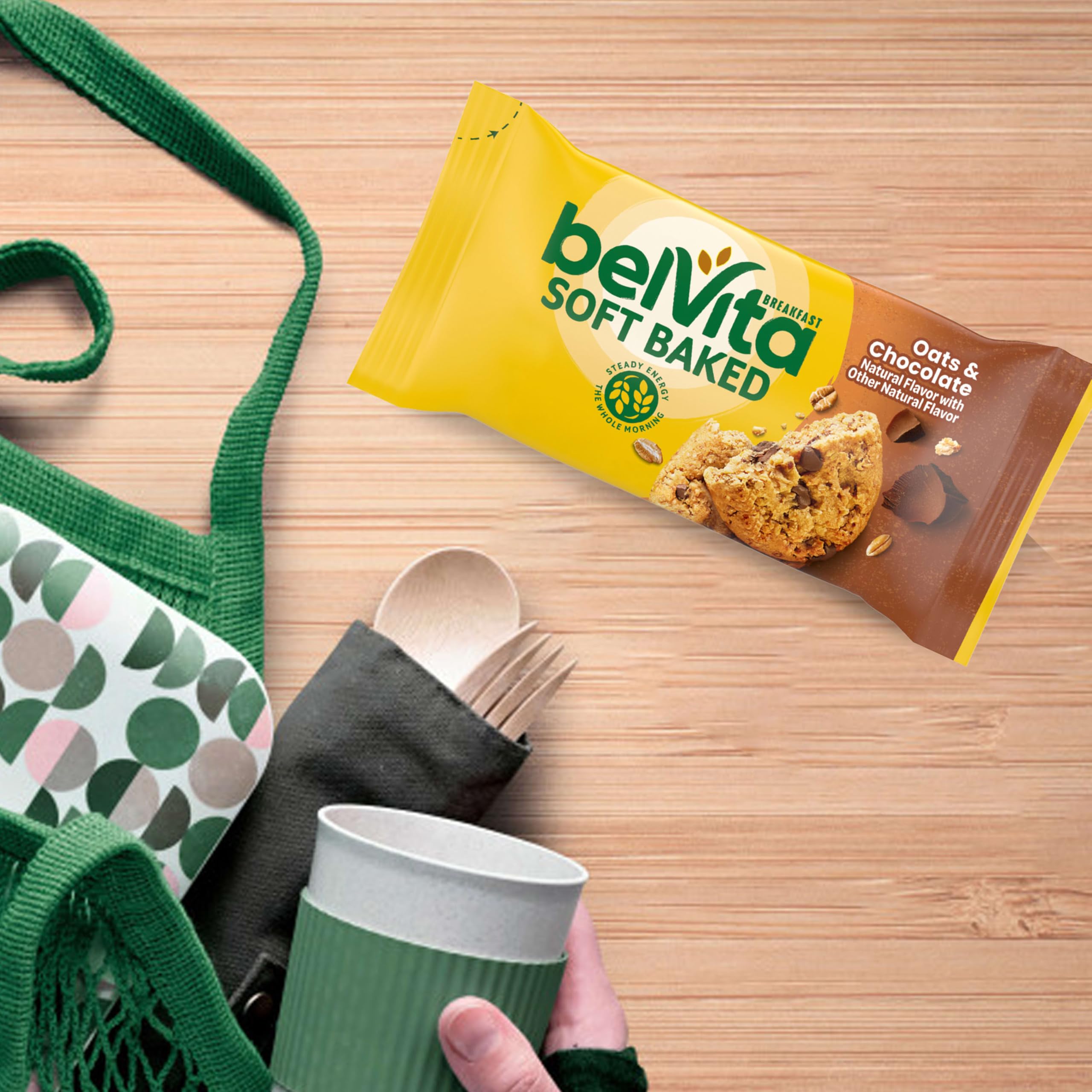 belVita bar on office desk showing grab-and-go convenience benefit