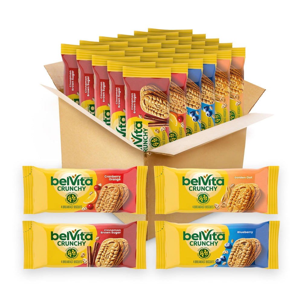 belVita paquete frontal mostrando variedad y conveniencia