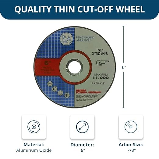 Benchmark Abrasives rueda cortando tubo de acero con corte limpio y mínima rebaba