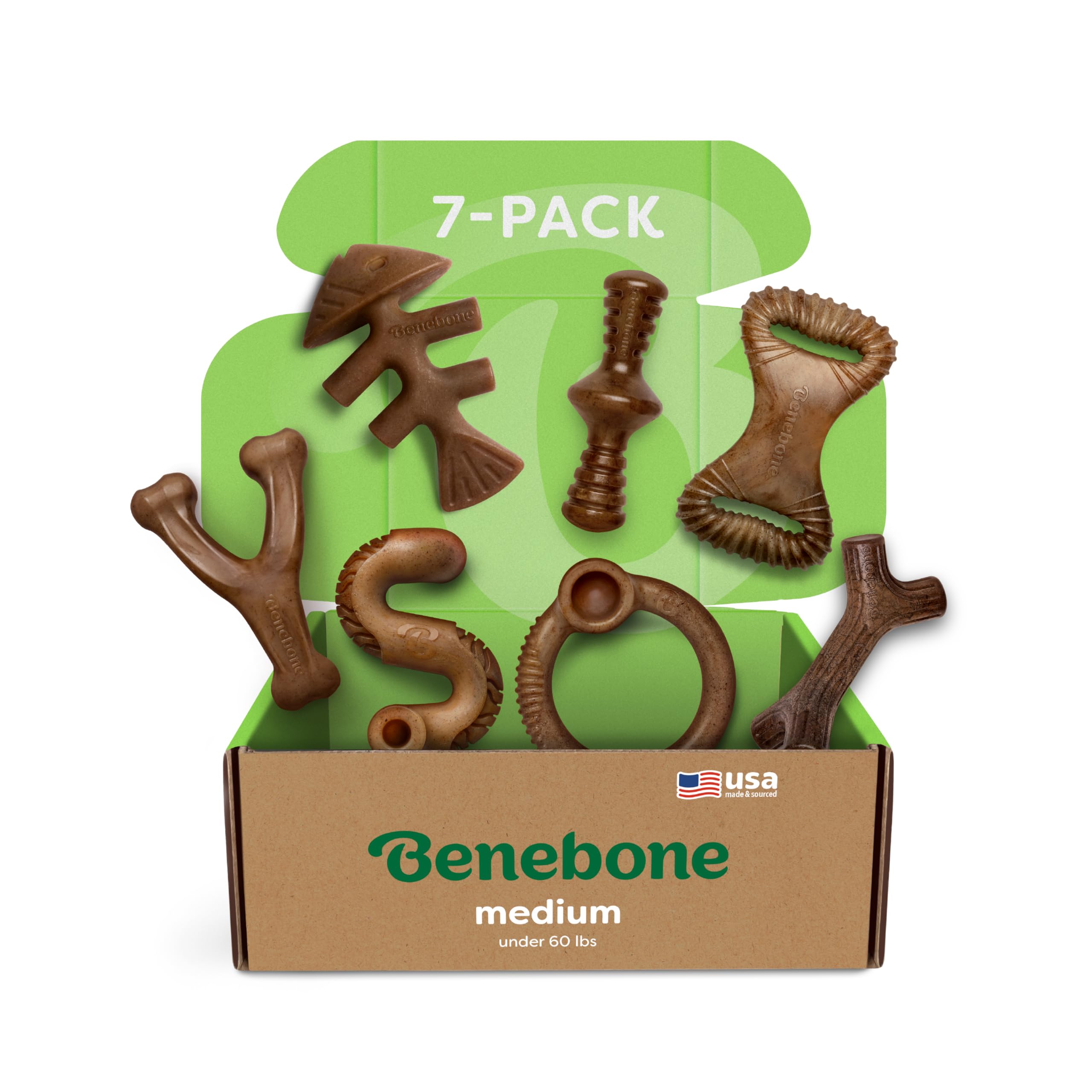 Benebone hueso frontal del pack mostrando diseño resistente y agarre cómodo